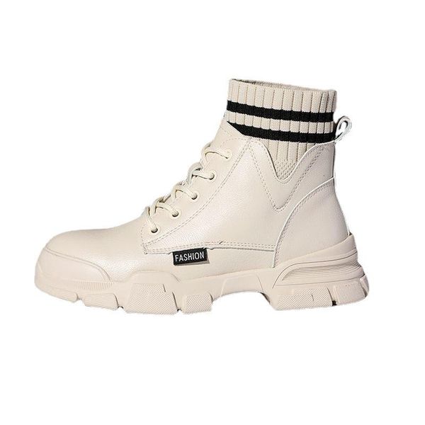 

boots winter snow women's platform shoes english style leather anker plush velvet thick non-slip 1085, Black