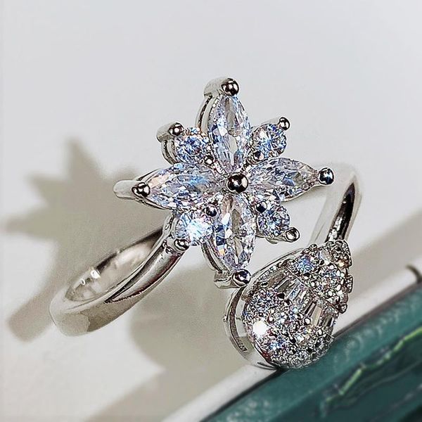 

wedding rings caoshi aesthetic opening ring women engagement party accessories brilliant cubic zirconia delicate design fashionable lady gif, Slivery;golden