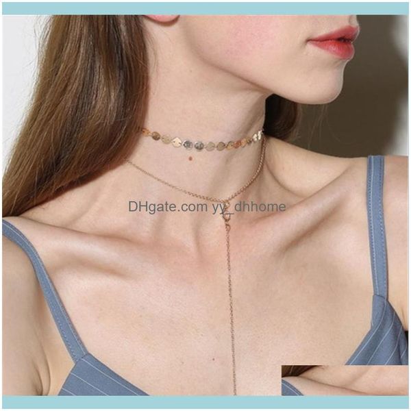 

& pendants jewelrytassel tattoo choker necklace women multi layer necklaces pendant gold sier plated statement collier boho jewelry cho, Golden;silver