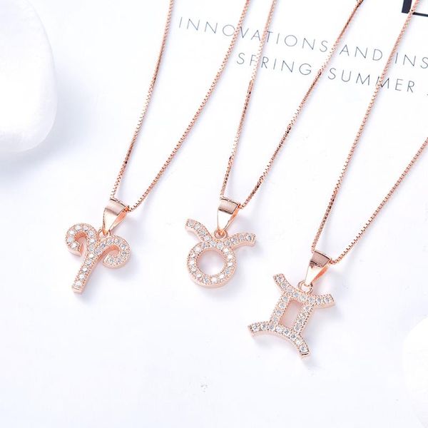 

chains ogulee silver 925 necklace for women vintage constellation rose gold pendant with + zircon chain link fine jewelry
