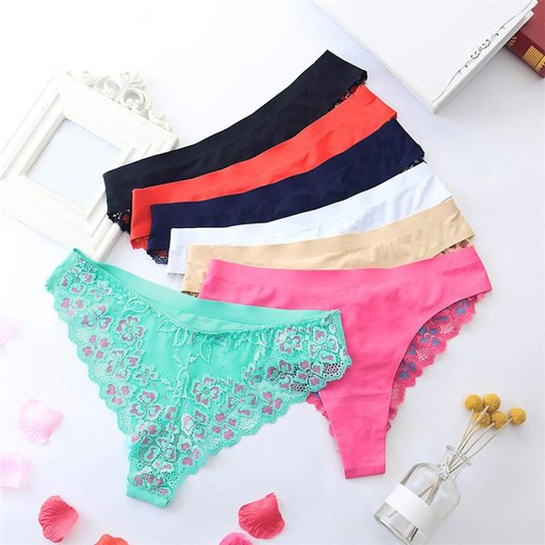 

women's panties women lace low-waist briefs female thong floral embroidery underwear t-back transparent g string underpant lingerie, Black;pink