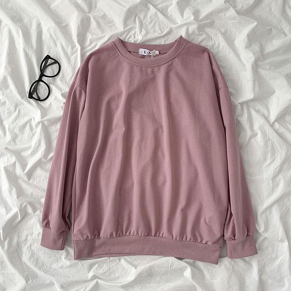 

hoodies autumn basic sweatshirt women o -neck long sleeve casual oversize harajuku pullover female gray blue pink cotton, Black