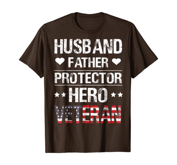 

husband father protector hero veteran t-shirt father's day, White;black