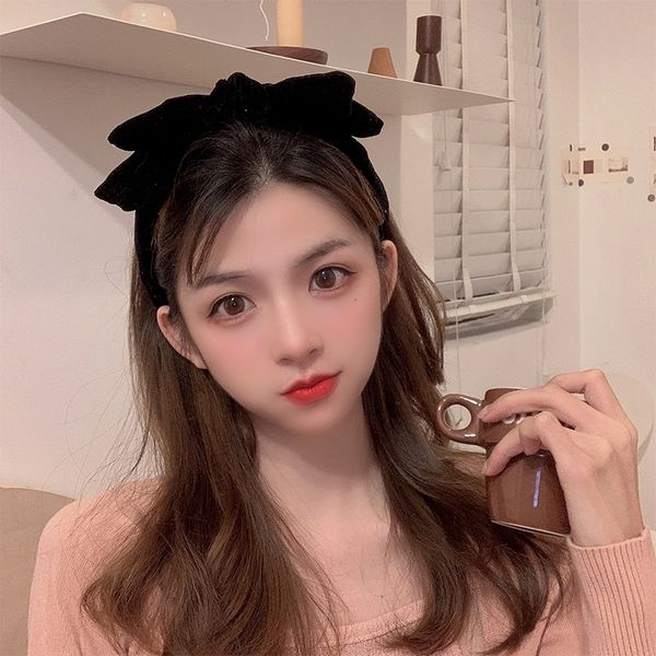 

qdyp wide brim versatilego out velvet bow korean sweet net red simple headdress super bandbutterfly headbands hair fairy hairpin, Silver