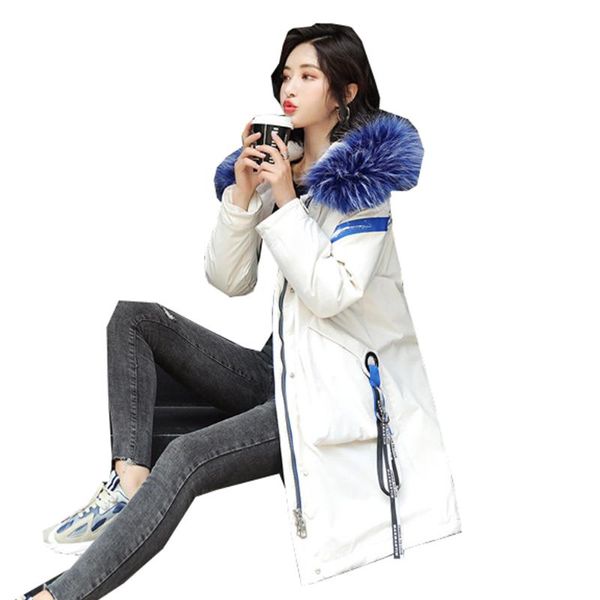 

women's trench coats winter women long cotton parkas thick down jacket loose large size cap 9809, Tan;black