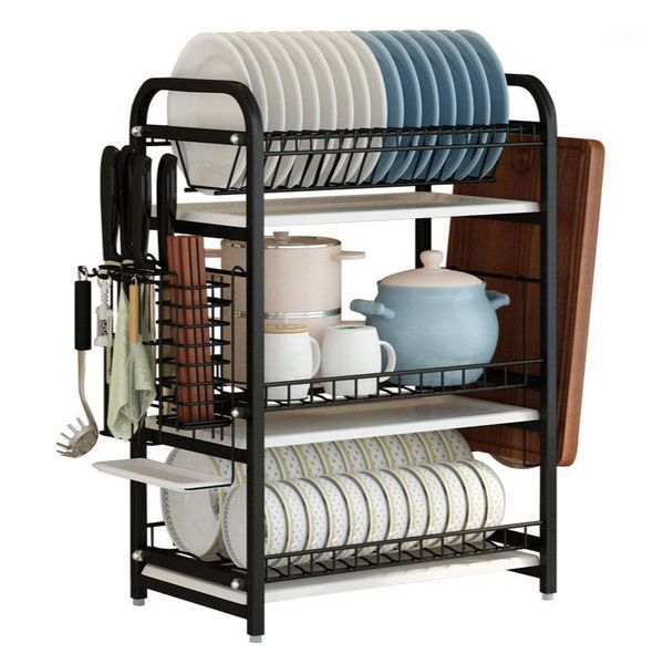 

bowl rack sink draining tableware dish plate supplies storage box black stainless steel kitchen bottles & jars