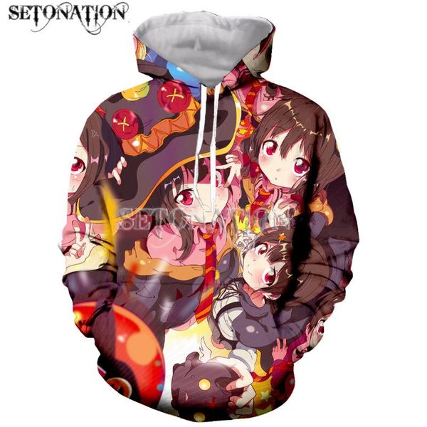 

women's t-shirt anime girl megumin konosuba fashion long sleeves 3d print zipper/hoodies/sweatshirts/jacket/men/women, White