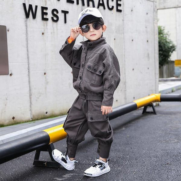 

clothing sets cowboy child boys jackets fashion cotton buttons coats pants two-piece suit baby clothes spring kid boy casual outfits, White
