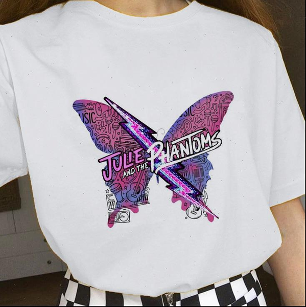

julie and the phantoms womens t shirt harajuku short sleeve sunset curve graphic tee clothes camisetas women top, White