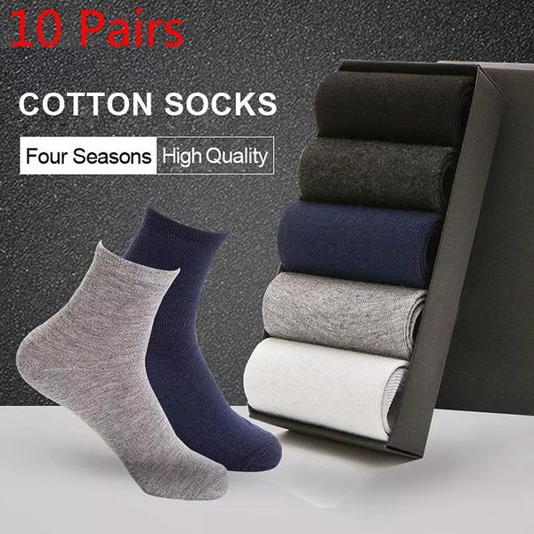 

men's socks 10 pairs cotton styles black white business man breathable summer winter for male plus size 38-46