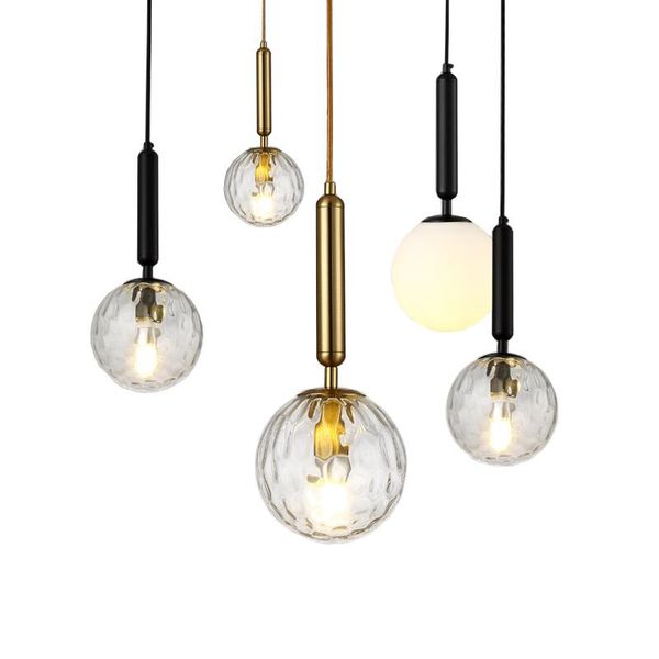 

pendant lamps nordic led lights glass ball for bedroom bar pendente iluminaÃ§Ã£o black gold globe hanglamp modern ceiling lamp