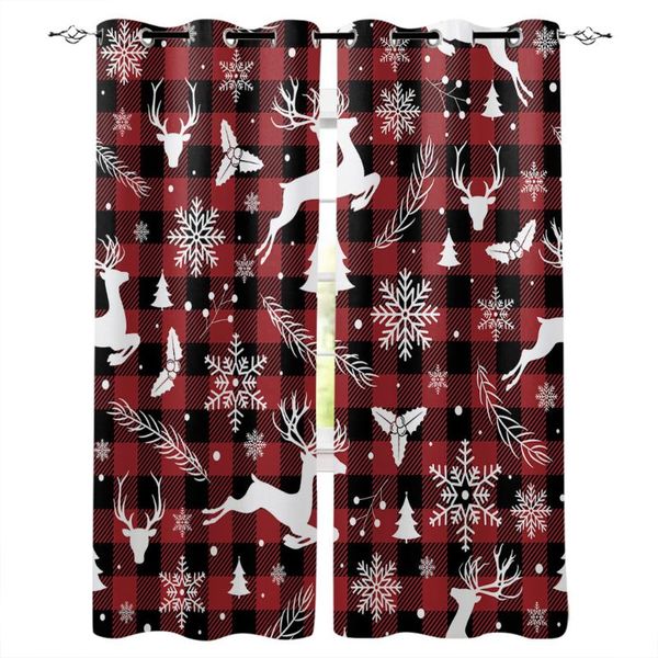 

curtain & drapes christmas curtains red plaid elk window living room bedroom panel for