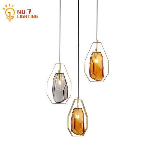 

luxury modern simple brown glass pendant lights led g9 designer suspension luminaire restaurant bar study bedroom bedside lamps
