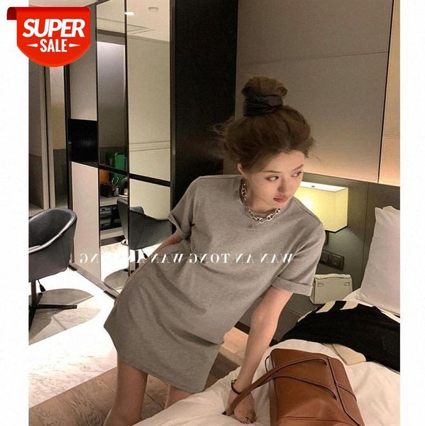 

knotted op skirt women's waist was thin and temperament with a bottoming gray dress #fe6f, White;black