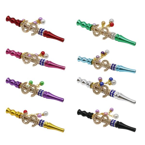 

storage bottles & jars hookah accessories metal rhinestone nozzle beads pendant tips nargila hose interface mouth cigarette