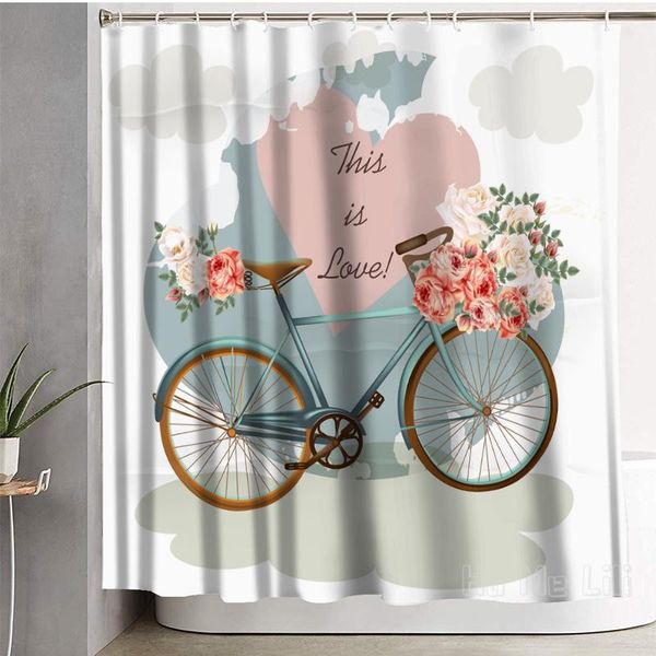 

shower curtains vintage bicycle flower basket curtain bathroom waterproof decor