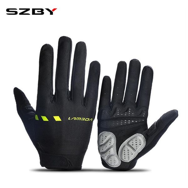 

cycling gloves bike full finger non-slip shockproof summer breathable mtb road bicycle men women equipment, Black
