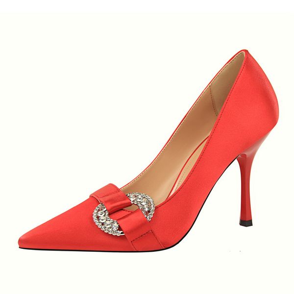 

dress shoes women's party pumps pointed toe fashion buckle thin high heels women solid colors silk a0311 rmz8, Black