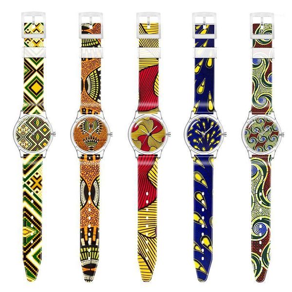 

african print virgin clear men women watches plastic personalized my own and belt wristwatches, Slivery;brown