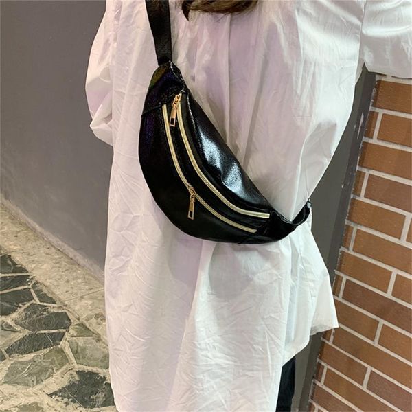

waist bags fashion contrast color pack fanny banana bag brand belt women pu leather chest belly
