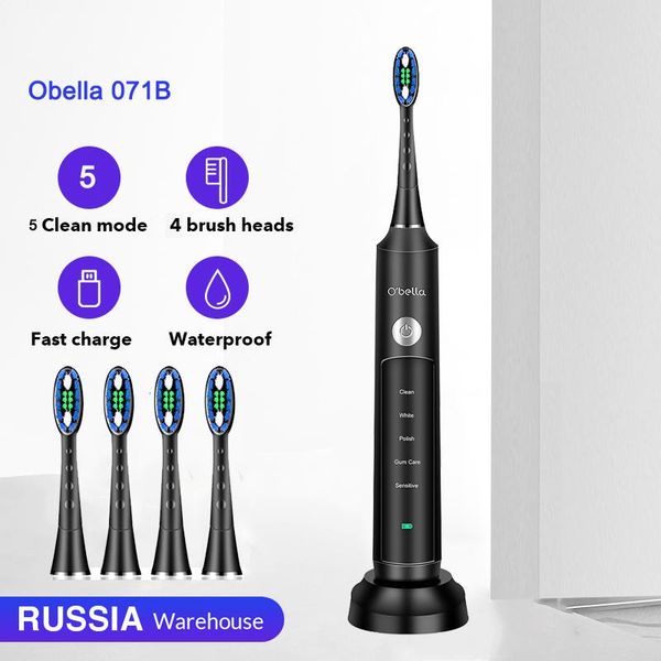 

o'bella 071b sonic electric toothbrush 48000rpm rechargeable oral tooth brushes with 4 pcs dupont replacement heads smart