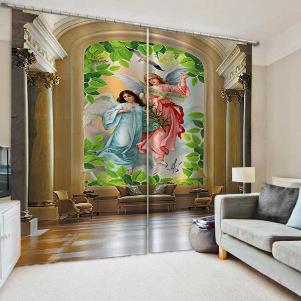 

curtain & drapes luxury blackout 3d window for living room office bedroom europe angel curtains soundproof windproof