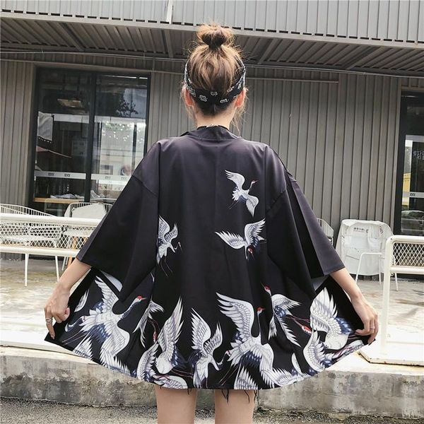 

womens and blouses 2021 harajuku kawaii shirt chinese streetwear outfit kimono cardigans female yukata blouse women(m269) women's & sh, White