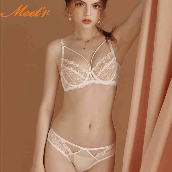 

meet'r fashion bandage lingerie push up bra set lace underwear set transparent brassiere large size women underwear, Red;black