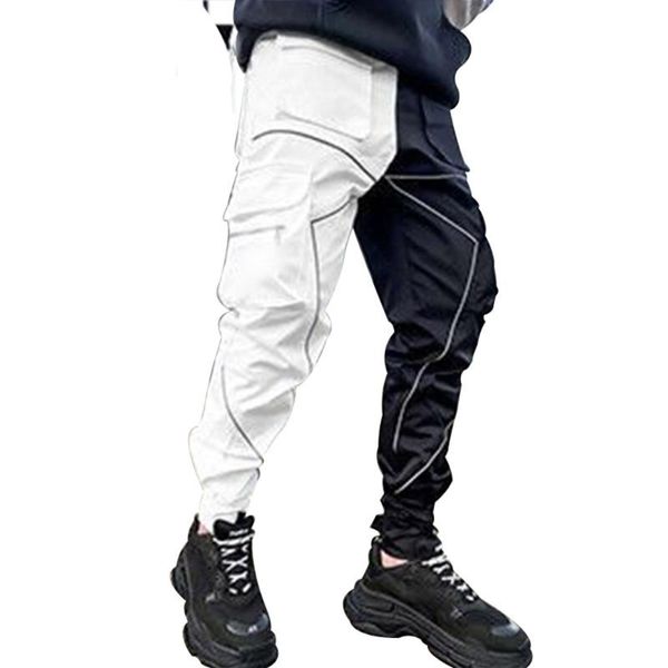 

men's pants multi-pocket reflective night running cargo, Black