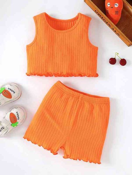 

baby lettuce trim tank & shorts she, White