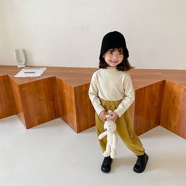 

winter boys and girls soft warm long sleeve t shirts kids half high collar all-match casual base 210508, Blue