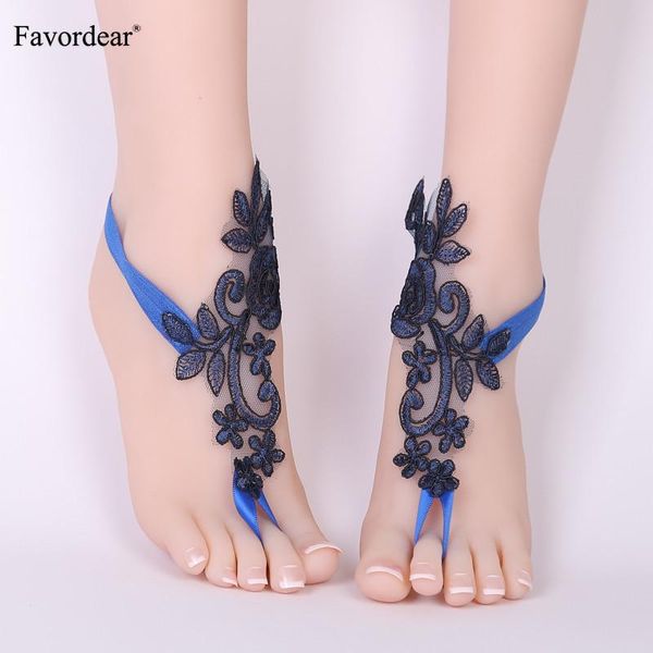 

bridal gloves favordear wedding accessories blue lace floral anklets barefoot ribbon beach anklet prom party footwear, White