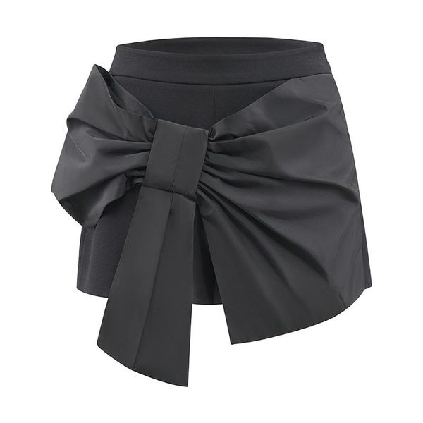 

women's shorts fabpop women black temperament loose high waist bow solid color short pants 2021 summer fashion tide gb244, White;black