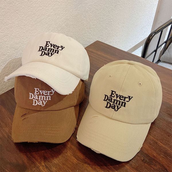 

hole grinded baseball hat female spring and summer korean fashion brand korean hip hop street letter embroidered cap, Blue;gray