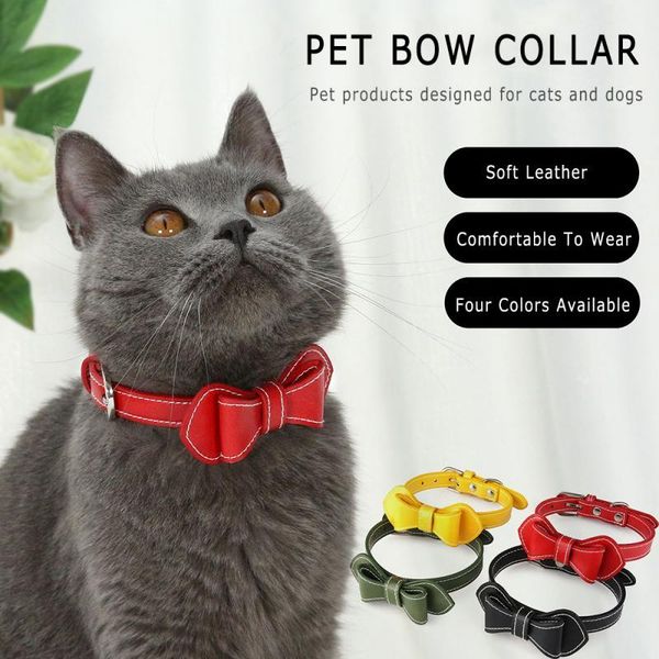 

cat collars & leads adjustable pet nacklace collar bowknot for cats necktie velvet dog safety elastic dogs supplies