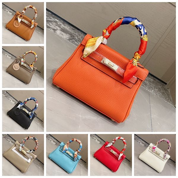 

Luxury Designers Fashion Bag 18cm 22cm 25cm Women Totes Shoulder bags With Stamped Lock Lady Genuine Leather Plain bag06, #1