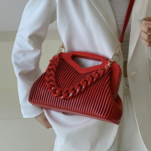 

evening bags ladies pu leather crossbody bag 2021 fashion high capacity tote for women pleated solid color women's elegant handbags
