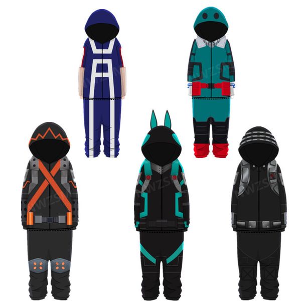 Anime My Hero Academia Midoriya Izuku bedruckter Pyjama Overall Flanell Plüsch Rollenspielkostüm für Erwachsene 220303