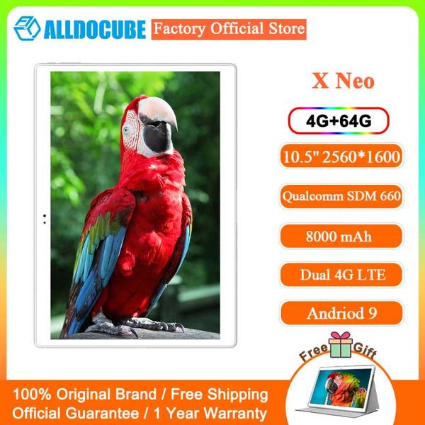 

tablet pc alldocube x neo 4gb ram 64gb rom 10.5 inch super amoled 2.5k 2560Ã1600 ips screen dual sim lte 4g