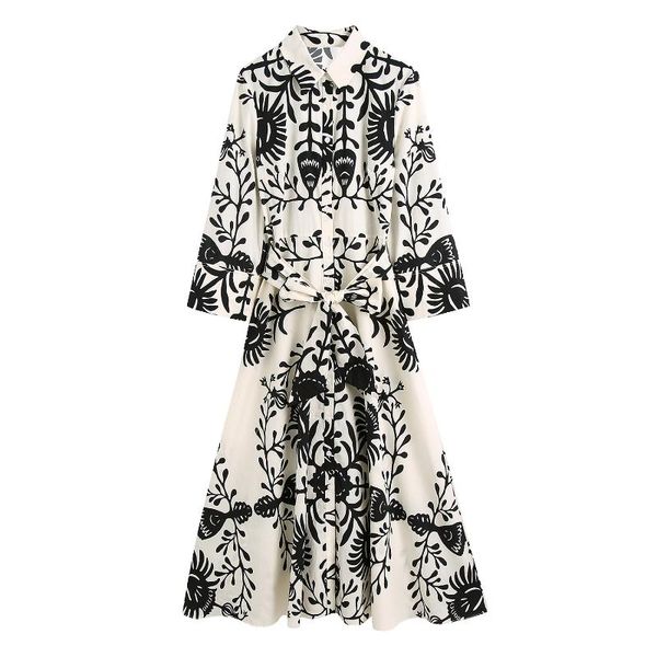 

casual dresses jcÂ·kilig 2021 lapel print shirt dress b1671, Black;gray