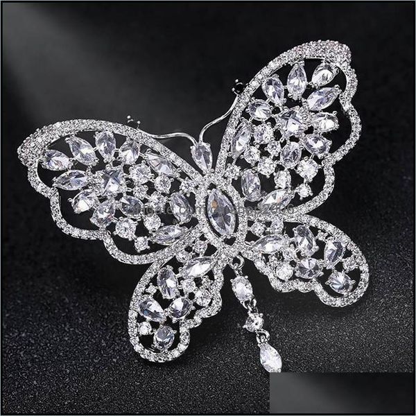 

pins, brooches jewelry zlxgirl bridal color various specifications zircon butterfly brooch pins copper scarf cor men drop delivery 2021 pjvw, Gray