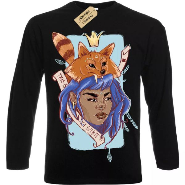 

this is mi spirit camiseta animal tribal manga larga para hombre, White;black