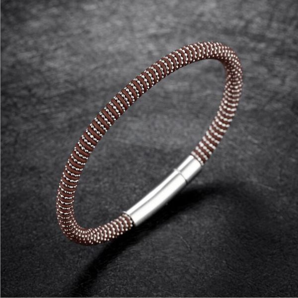 

cuff men and women retro mesh titanium steel snap gold bracelet, White