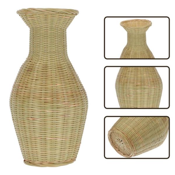 

vases 1pc household small bamboo basket woven flower vase home storage
