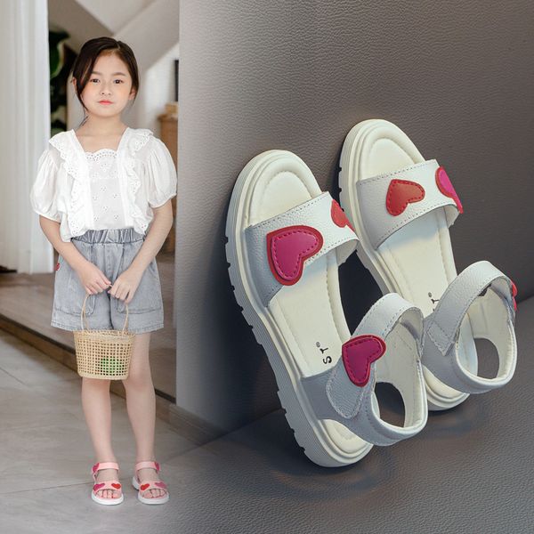 

70% off factory online children's and girls' sals 2021 new summer princess, middle big children's little korean fashion leath, Black