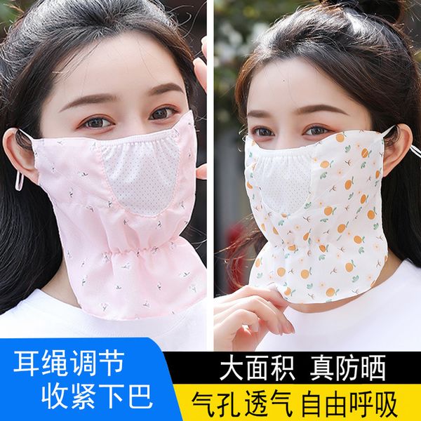 

breathable fashion printing uv sunshade neck mask veil female