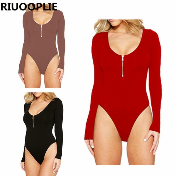 

women's jumpsuits & rompers riuooplie autumn womens jumpsuit round neck long sleeve playsuits, Black;white