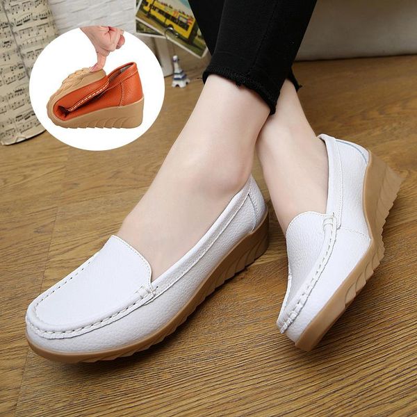 

dress shoes spring and autumn cowhide wedge leisure mother single women heel, Black