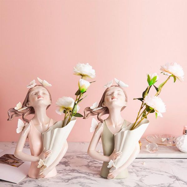 

vases butterfly girl resin desksculpture character model vase modern living room bedroom ornaments countergift home decor