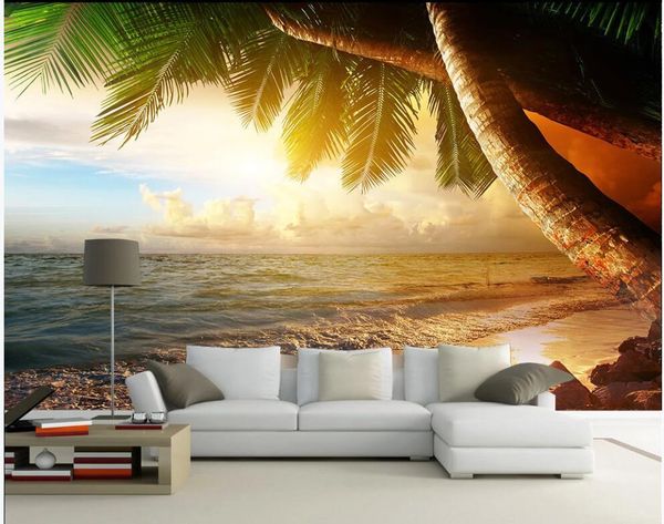

wallpapers wall paper 3 d custom mural on the romantic seaside beach coconut tree home decor po wallpaper in living room